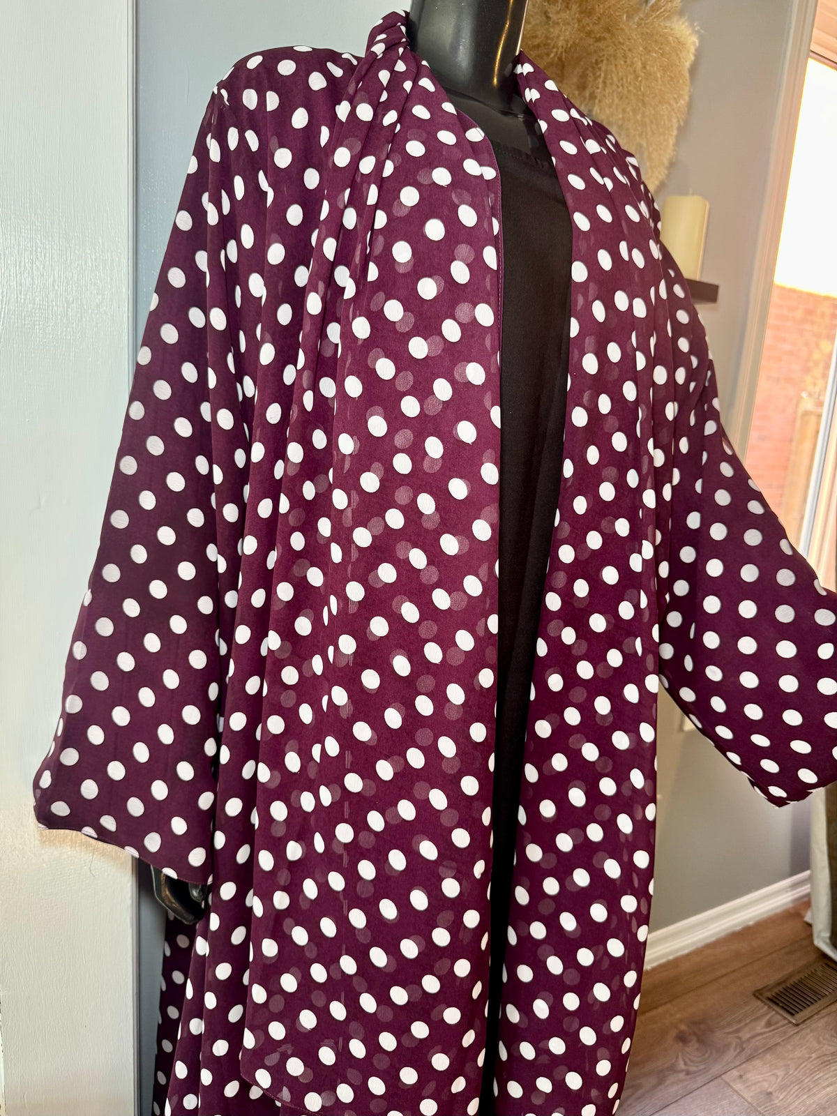 Polka dot Chiffon Abaya - purple grapes