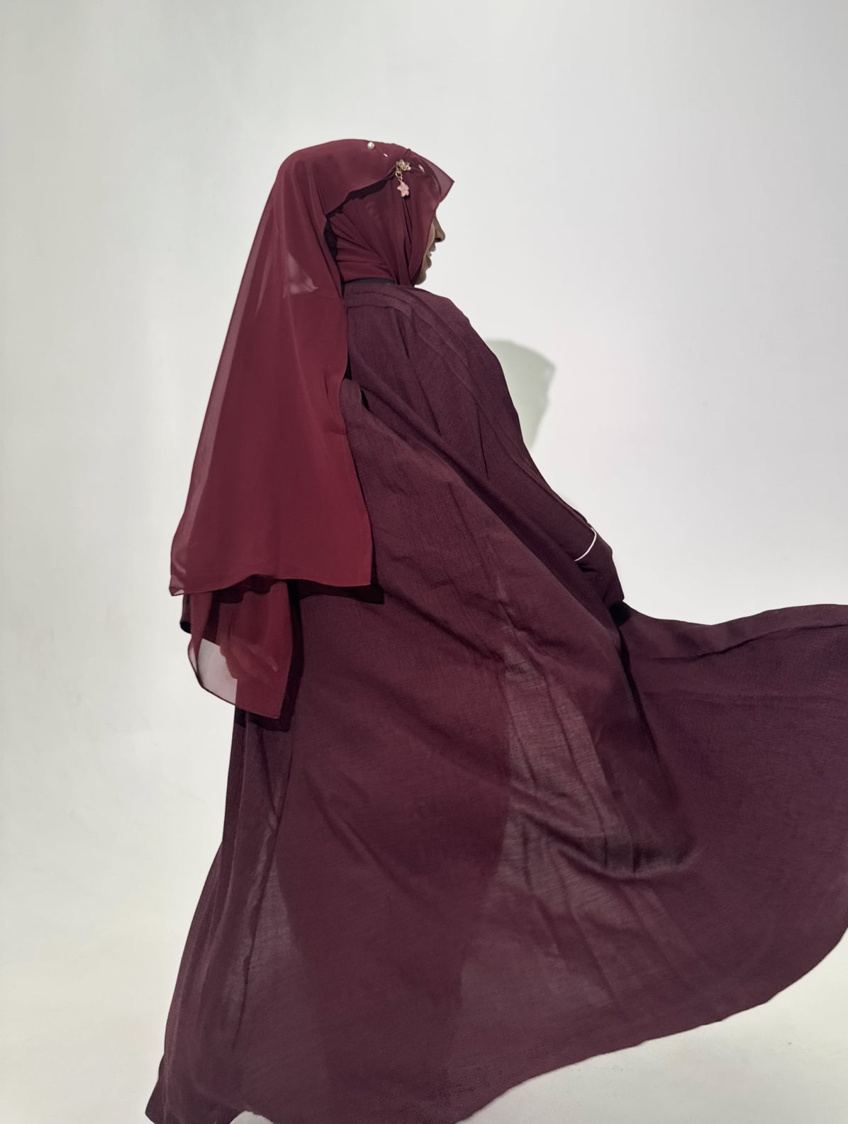 MINA 3 piece Linen Abaya - Straight Cut