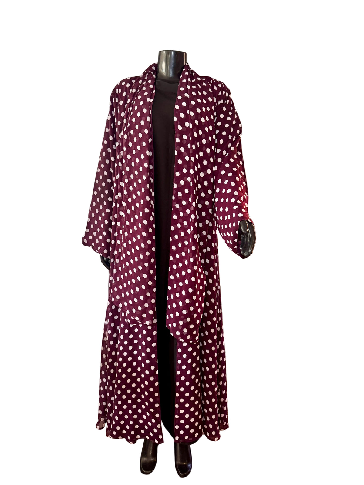 Polka dot Chiffon Abaya - purple grapes