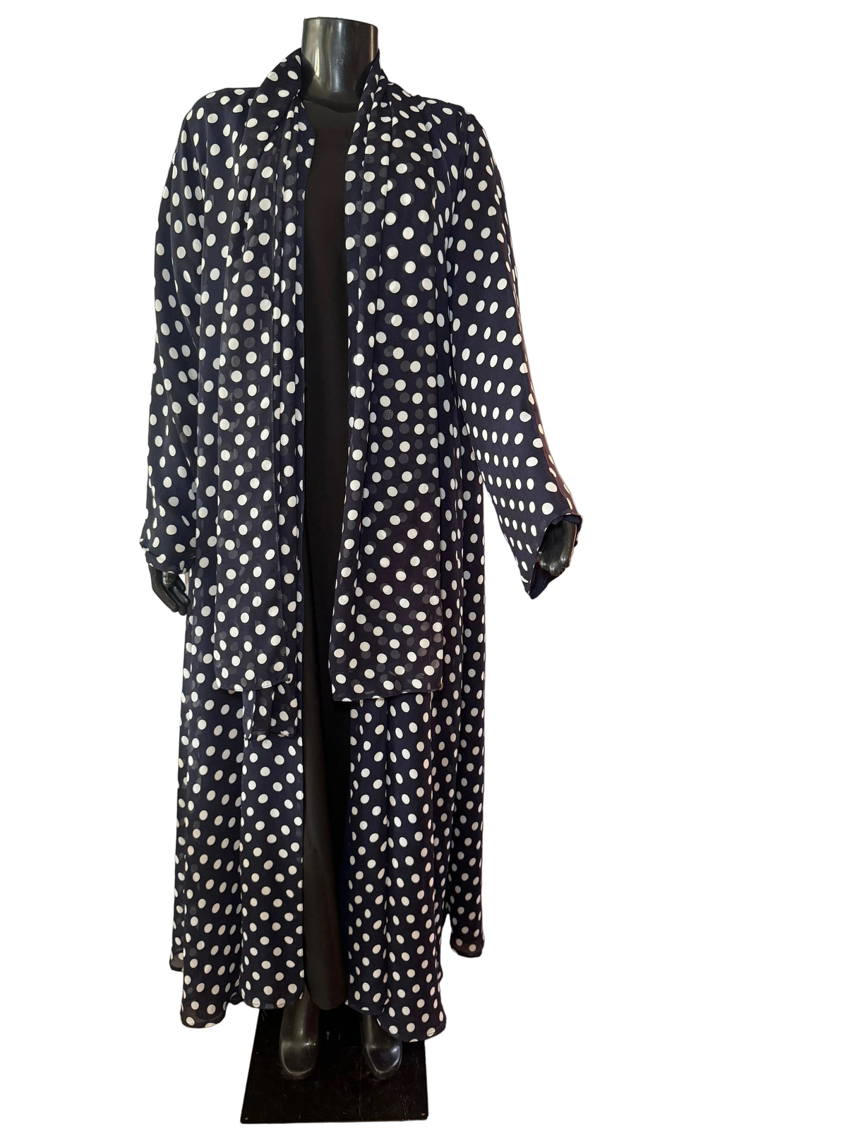 Polka dot Chiffon Abaya - Blue
