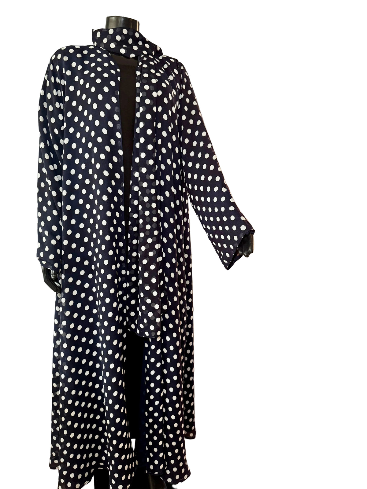 Polka dot Chiffon Abaya - Blue