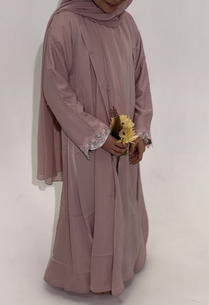 Girls Aisha 3 pieces floral Cuffs Abaya