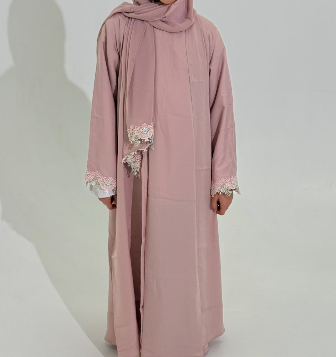 Girls Aisha 3 pieces floral Cuffs Abaya