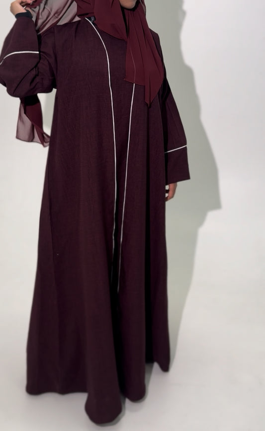 MINA 3 piece Linen Abaya - Straight Cut