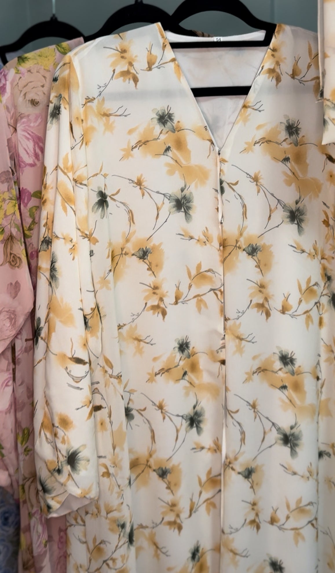 RimSha Abaya- Yellow floral - Chiffon Reversible
